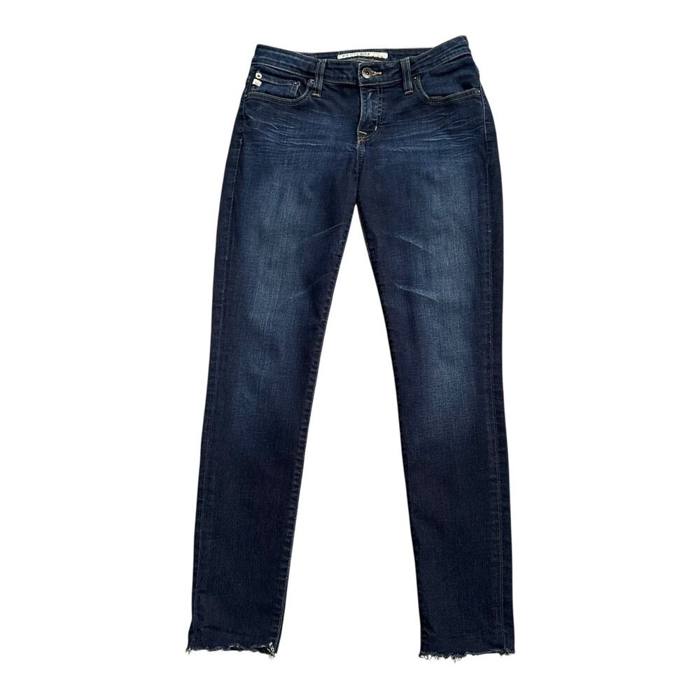 Big Star Envy Jeans Womens 28 Low Rise Cigarette Skinny Dark Wash Blue Raw Hem